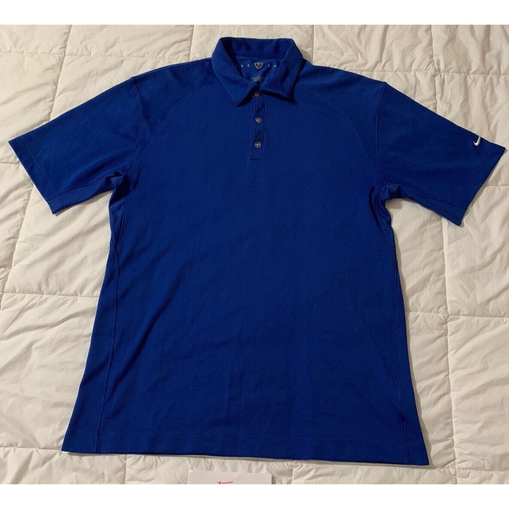 Vtg Nike Golf Polo Mens XL Blue Short Sleeve Dri-Fit Shirt Cotton Blend